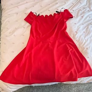 Off shoulder all red cocktail dress
